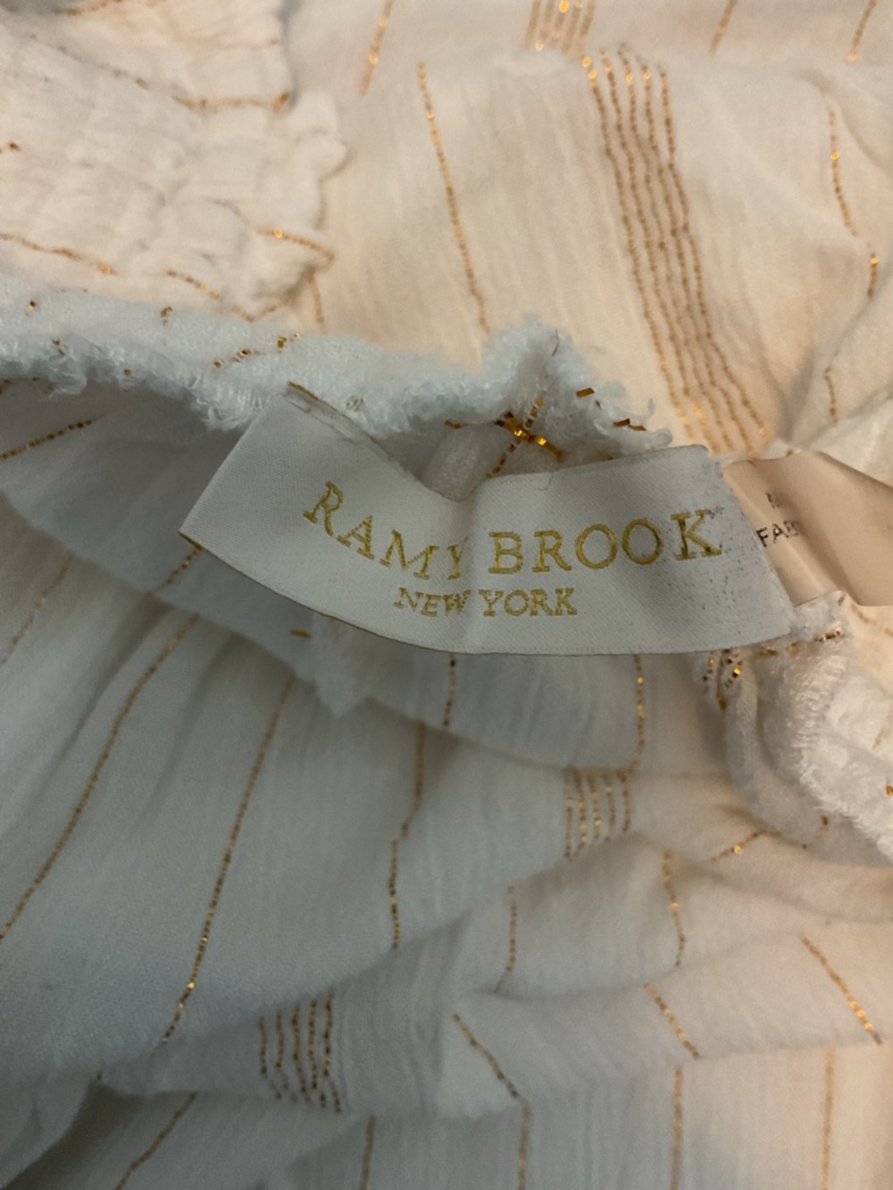 Ramy Brook White cover up pants with Gold Threading - Picture 5 of 5